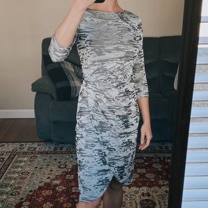 Worn once, French Connection gray print 3/4 sleeve dress
